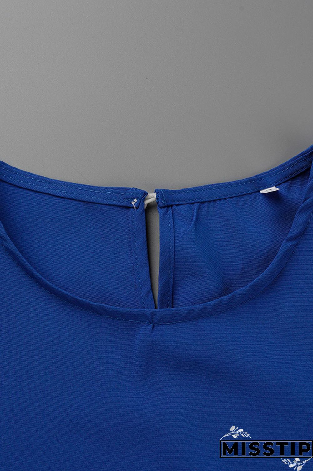 Blue Casual Solid Patchwork Fold Stringy Selvedge O Neck A Line Dresses