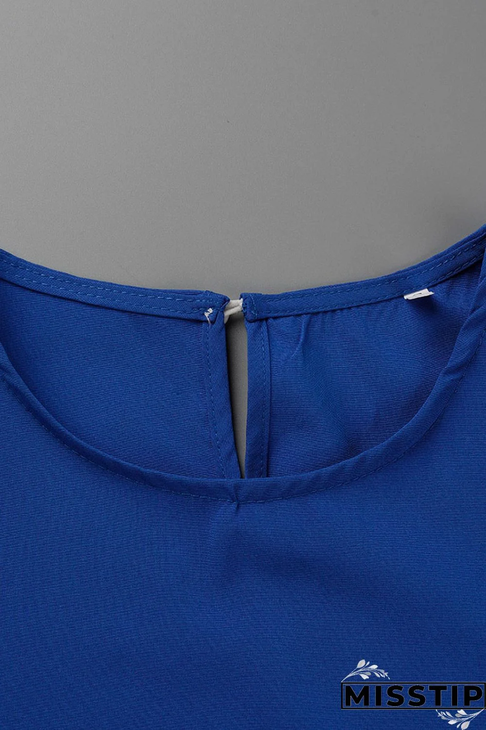 Blue Casual Solid Patchwork Fold Stringy Selvedge O Neck A Line Dresses