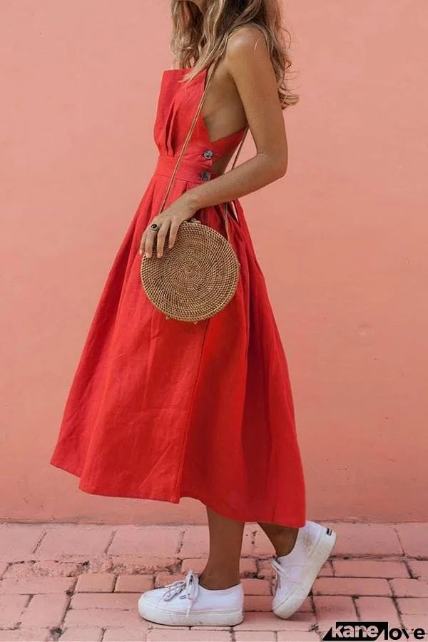 On-trend Cross Straps Backless Midi Dress