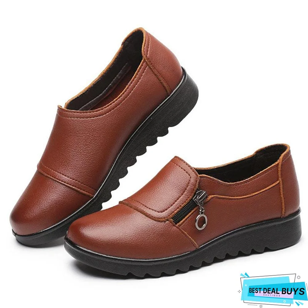 Women Leather Slip On Loafers Anti Slip Moccasins Ladies Flats Shoes
