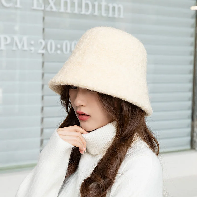 Women Winter Solid Korean Style Wool Hat