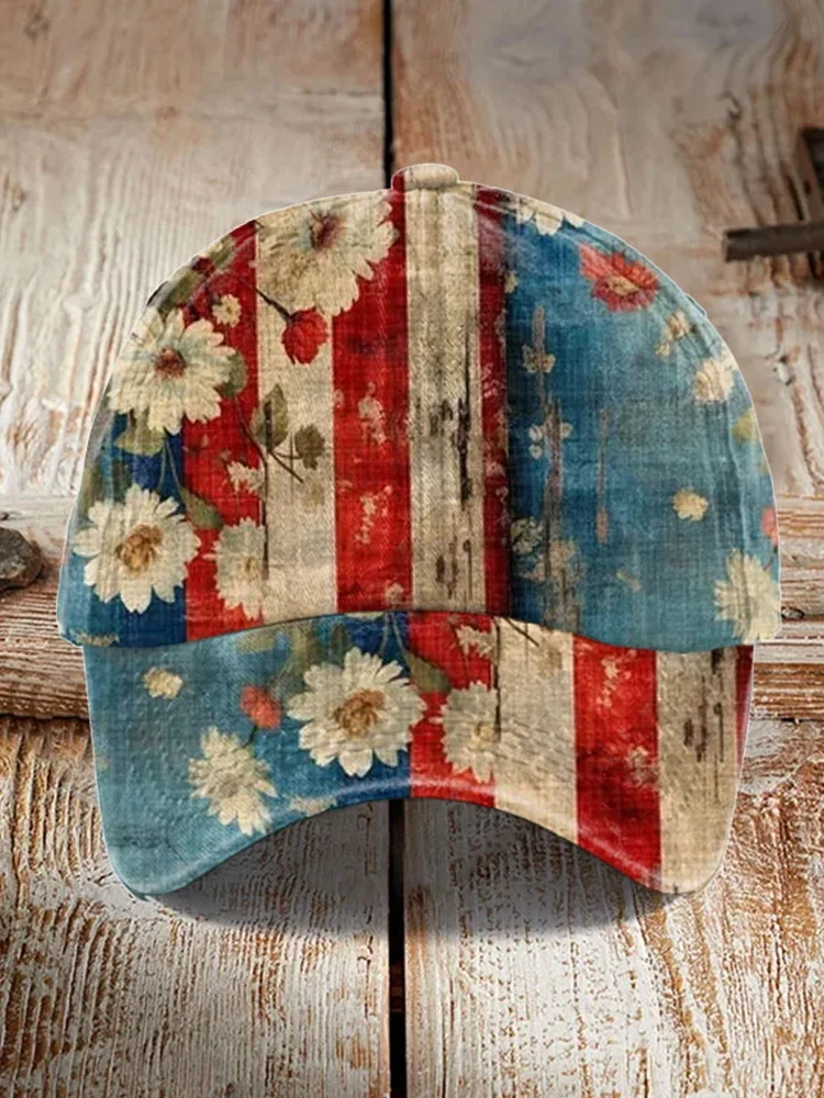 Women'S Independence Day Vintage Art Floral Print Hat