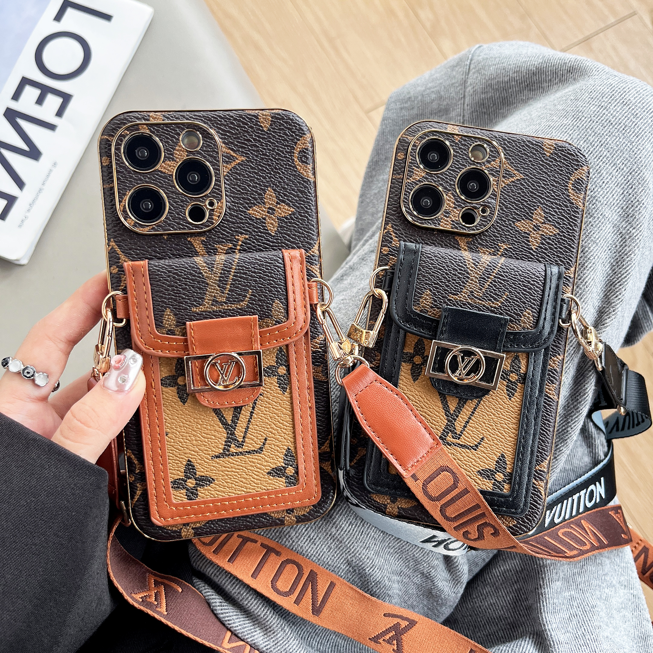 LV Dauphine Crossbody Card Wallet Monogram Canvas Lockme Tender Apple iPhone Case