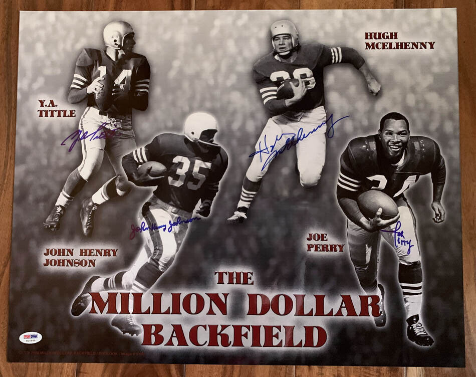 Million Dollar Backfield YA Tittle SIGNED 16x20 Photo Poster painting 49ers PSA/DNA AUTOGRAPHED