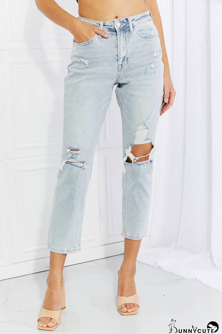 Vervet by Flying Monkey Stand Out Full Size Distressed Cropped Jeans