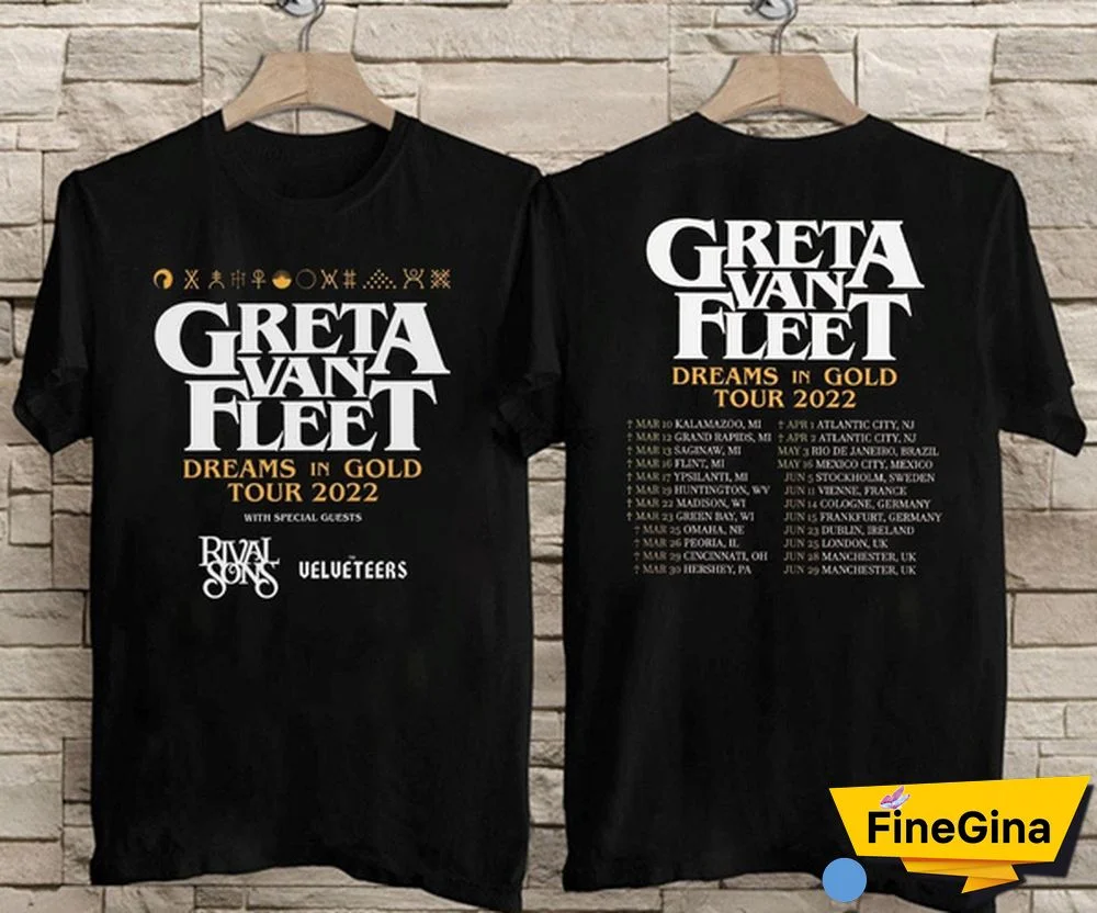 Greta Van Fleet Dreams In Gold Tour Shirt, Greta Van Fleet Shirt, Dreams In Gold Tour Shirt, Greta Van Fleet Tour Shirt