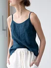 Spaghetti Strap Linen Blend Top