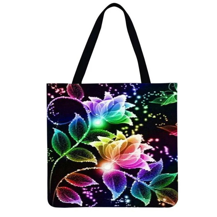 Linen Eco-friendly Tote Bag - Flowers