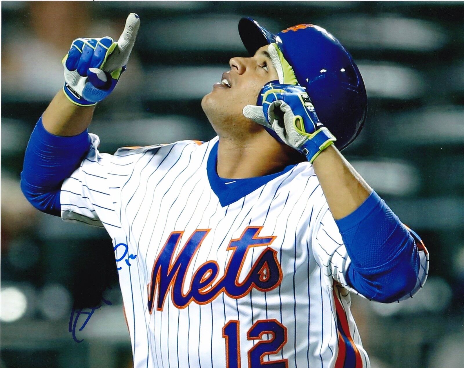 JUAN LAGARES NEW YORK METS ACTION SIGNED 8x10