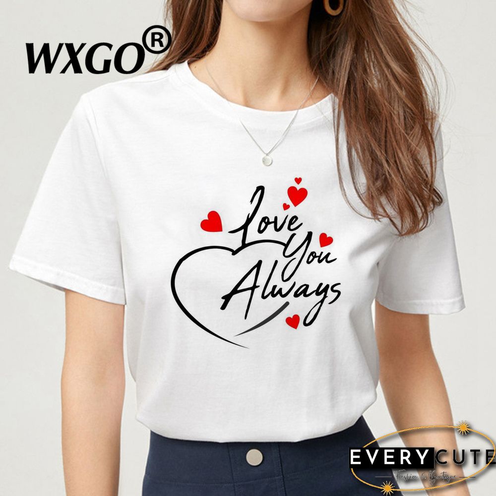Love You Kiss Me Print Women T-shirt Kawail Crop Tops Sexy Short T Shirt For Women Graphic Tees Female Aesthetic Harajuku