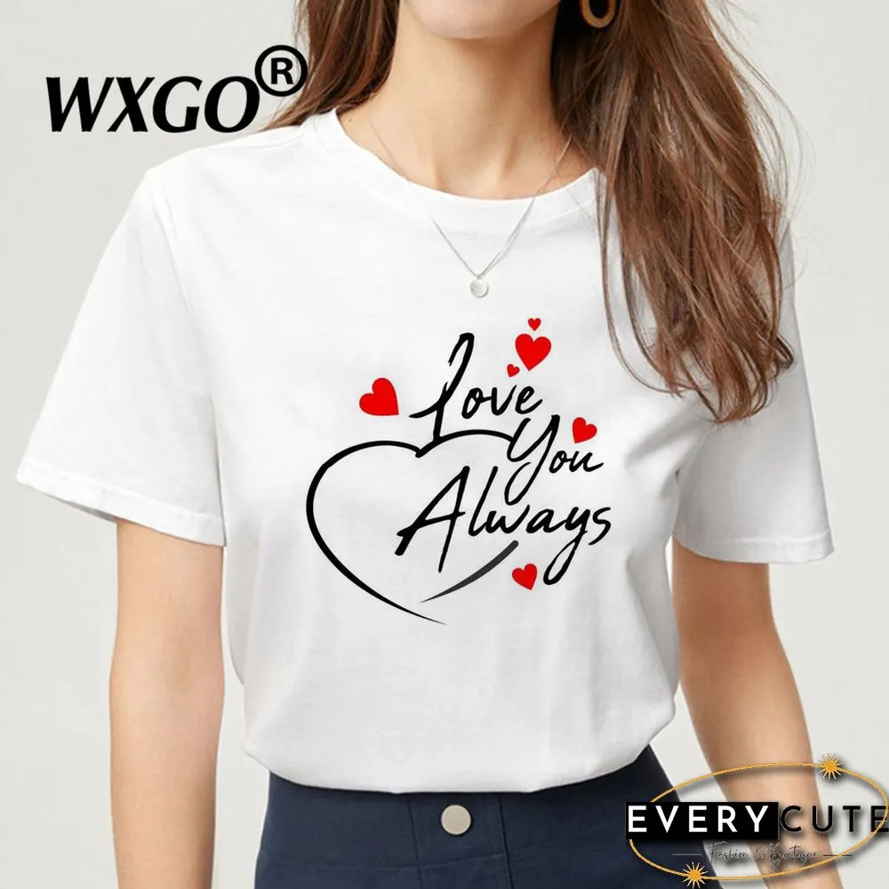Love You Kiss Me Print Women T-shirt Kawail Crop Tops Sexy Short T Shirt For Women Graphic Tees Female Aesthetic Harajuku