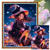 (Multi Style)[Multi-Style]Witch-Full Embroidery 3 strands 11CT Stamped Cross Stitch-50*50CM