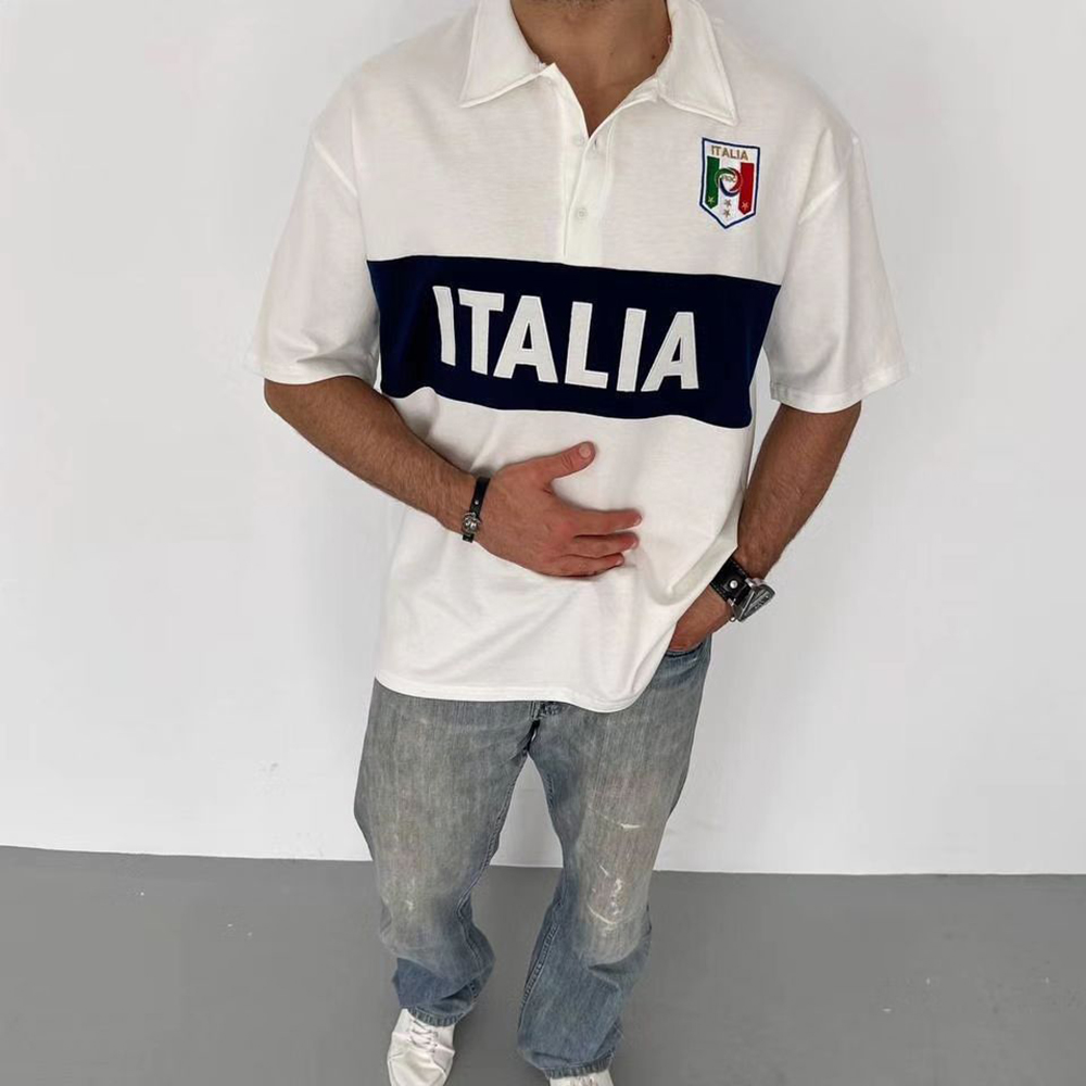 Oversized Printed Polo Shirt