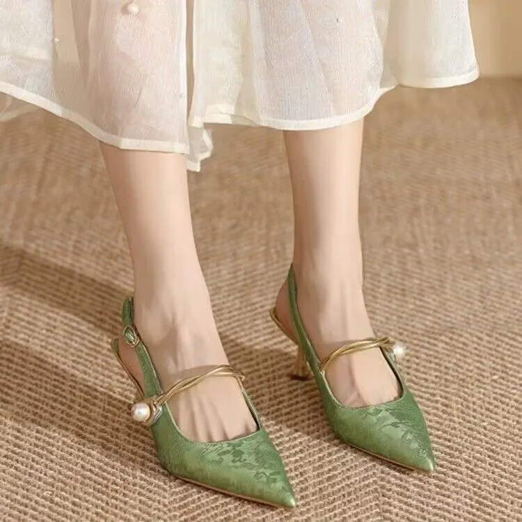 Churchf Sandals Women 2025 Summer New Korean Version Fashion Pointed Thin With A Word With High Heel Women's Shoes