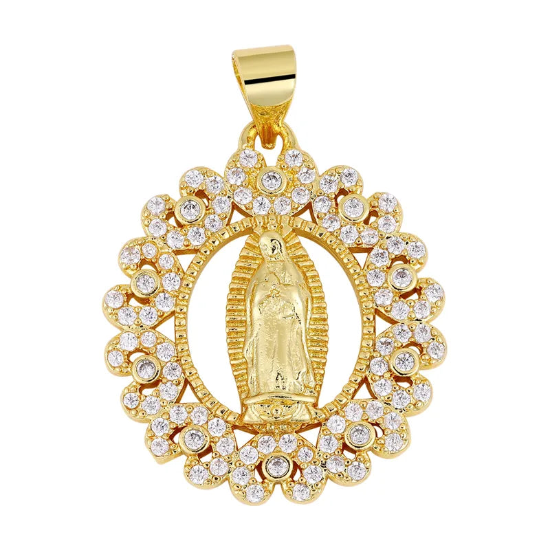 1 Piece 18.5*13.3MM Copper Zircon Geometric Heart Shape Flower Polished Pendant Jewelry Accessories