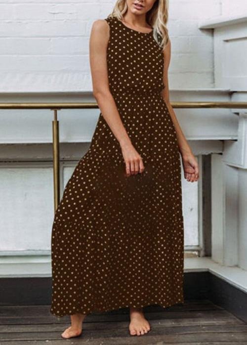 Fashion Polka Dot Button Women's Dress Maxi Dress - Chicaggo