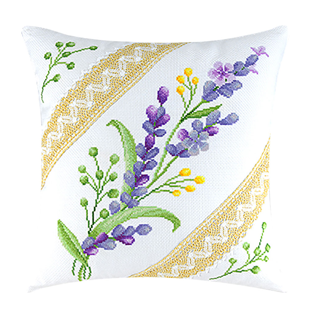 Pillow Case Flower Pillow Cover 11CT Pre-stamped Canvas(46*46cm) Cross Stitch