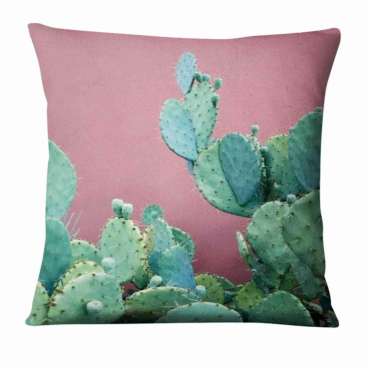 Linen Pillow Case  - Tropical Cactus Plant 45*45cm