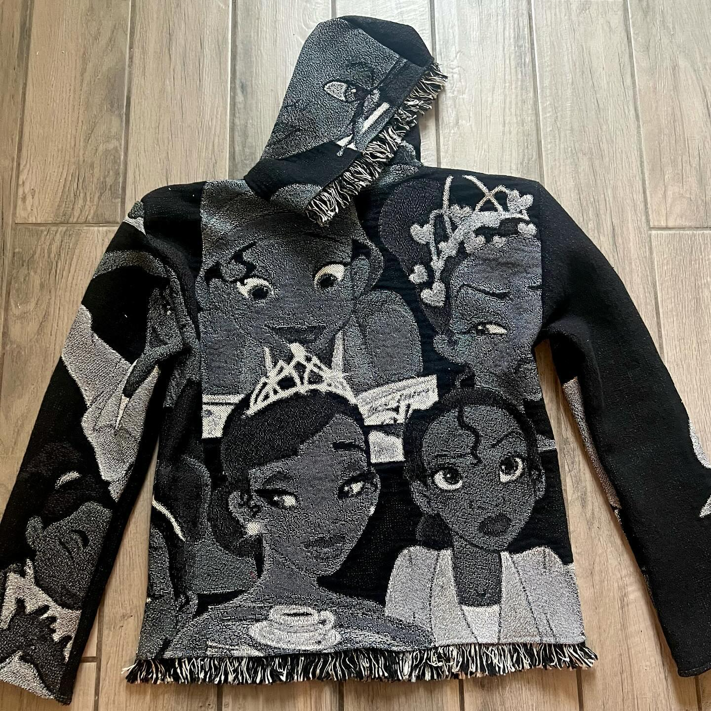 Retro Anime Print Hanging Hoodie