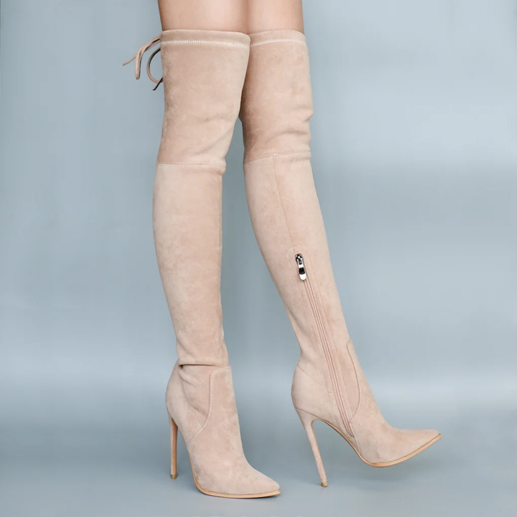 4.72"Women's Microsuede Over The Knee High Heels Boots-MERUMOTE