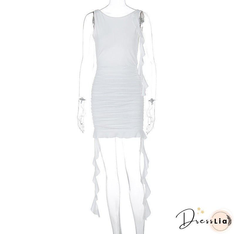 Women's Fashion Sexy Backless Slim Fit Pleated Dresses