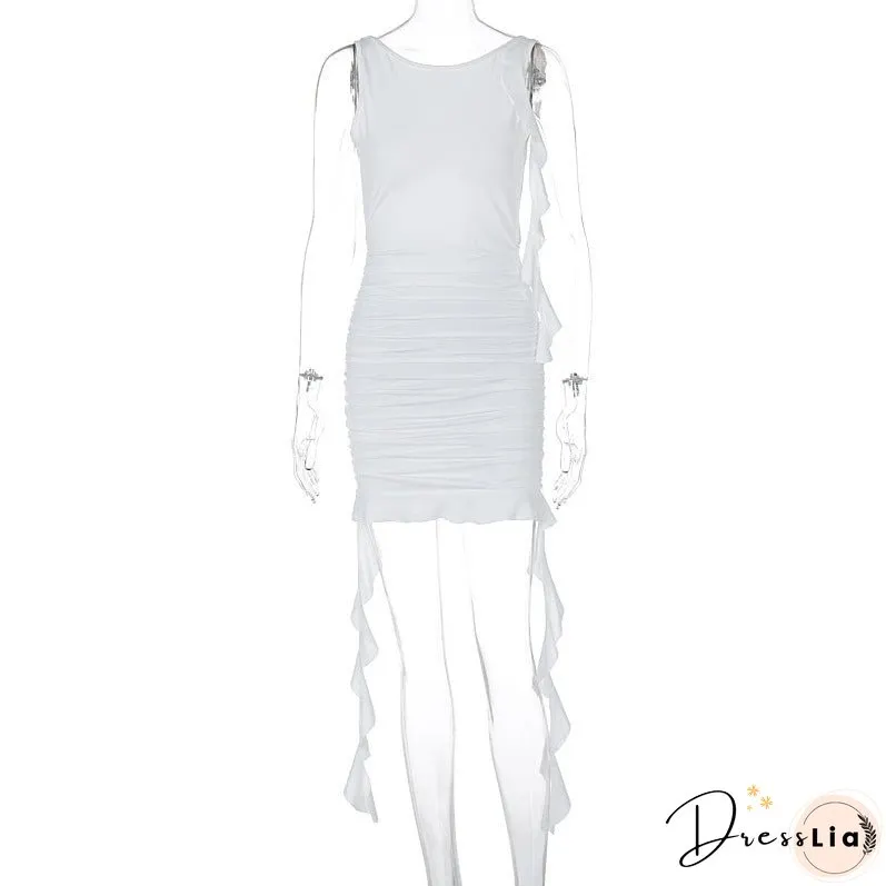 Women's Fashion Sexy Backless Slim Fit Pleated Dresses