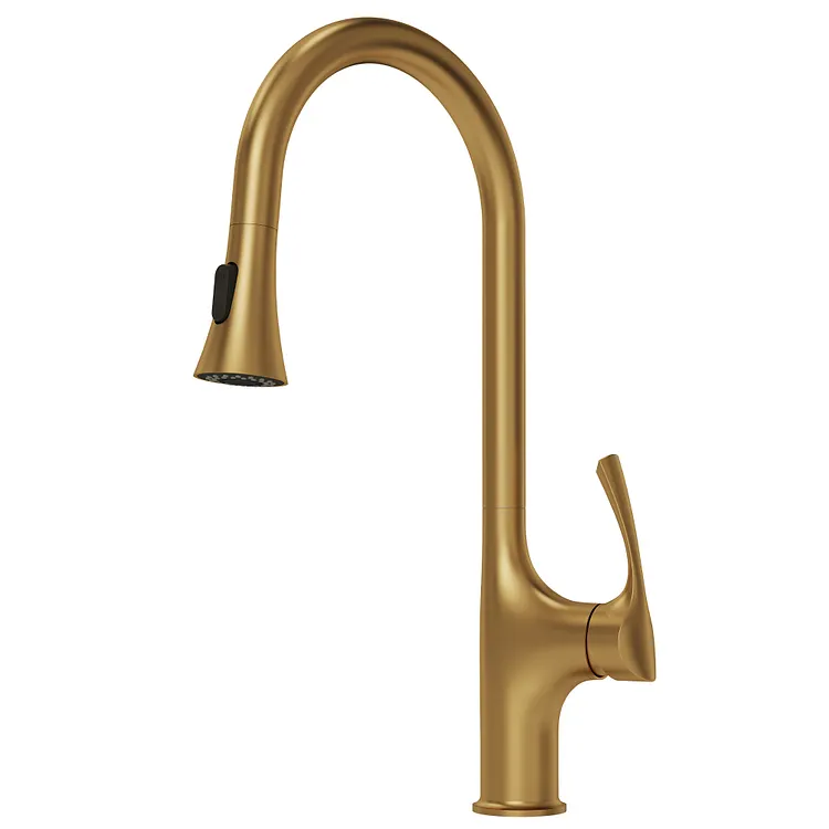 EVERSTEIN 360&deg; Swivel Single Handle Pull Down Kitchen Faucet Brushed Gold