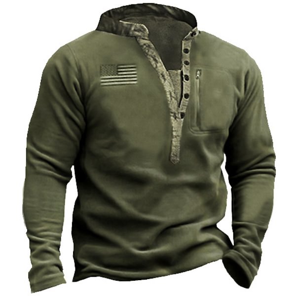 Men's Outdoor Vintage Henley Collar Tactics Shirt-Compassnice®