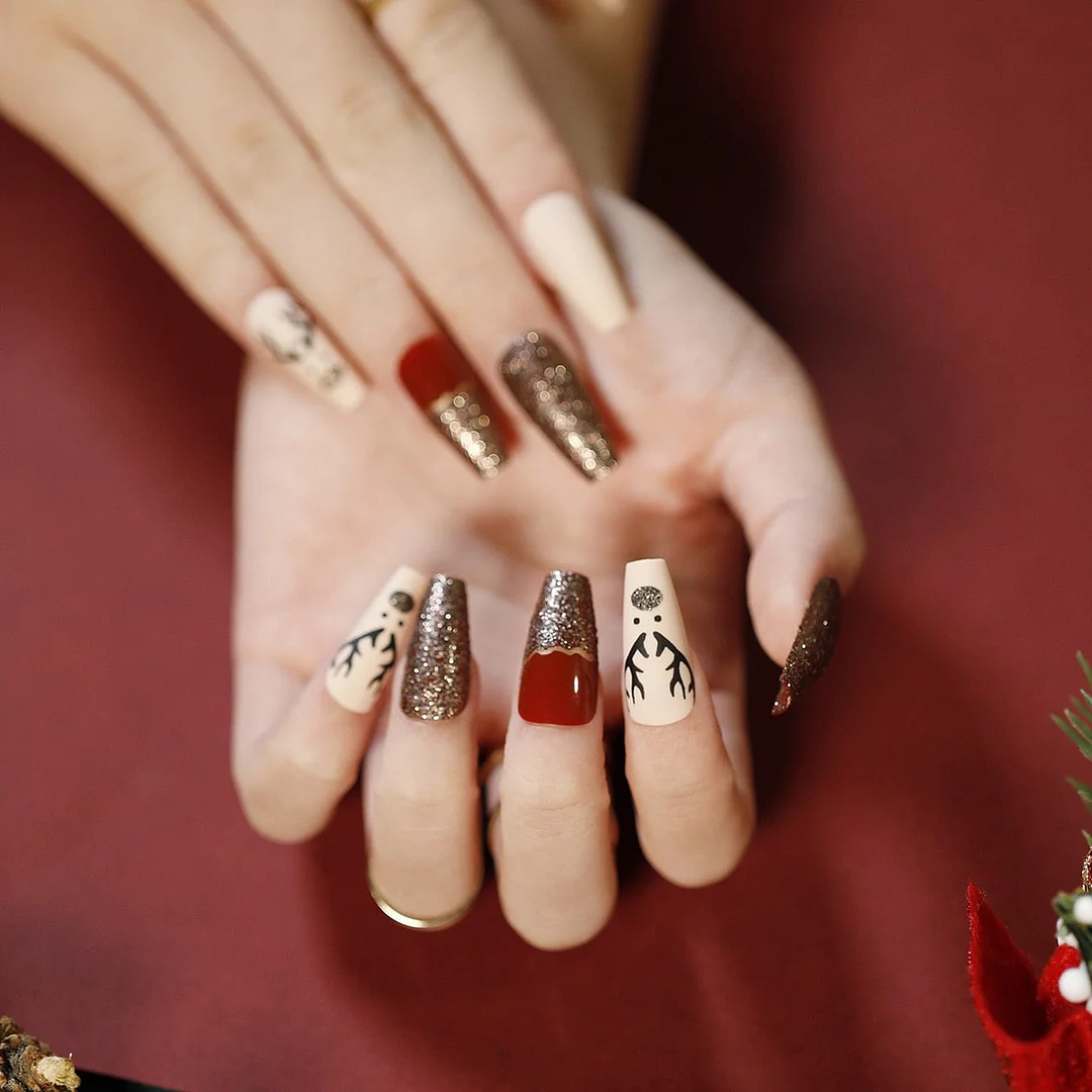 Christmas Series Fake Nails Full Cover Fake Nails DIY Glue Press On Nails Nail Supplies For Professionals-Nail Inspo
