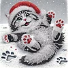 Diamond Painting - Partial Special Shaped Drill - Winter Cat(Canvas|30*30cm)
