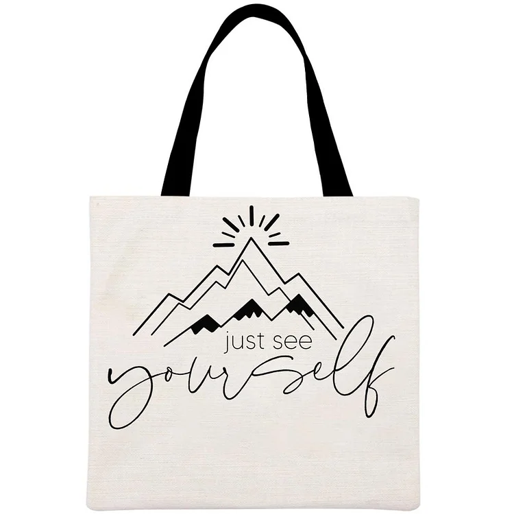 Mountain Just See Yourself Printed Linen Bag-Annaletters