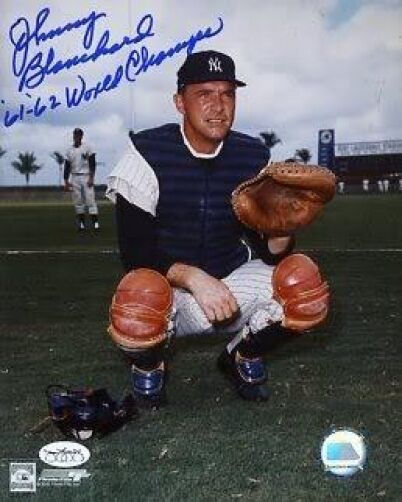 Johnny Blanchard Yankees Signed Jsa Cert Sticker 8x10 Photo Poster painting Autograph