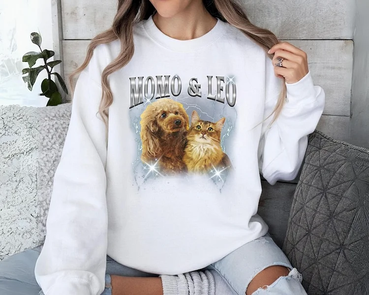 Pet Custom Bootleg Sweatshirt T shirt Hoodie Personalize Retro Shirt