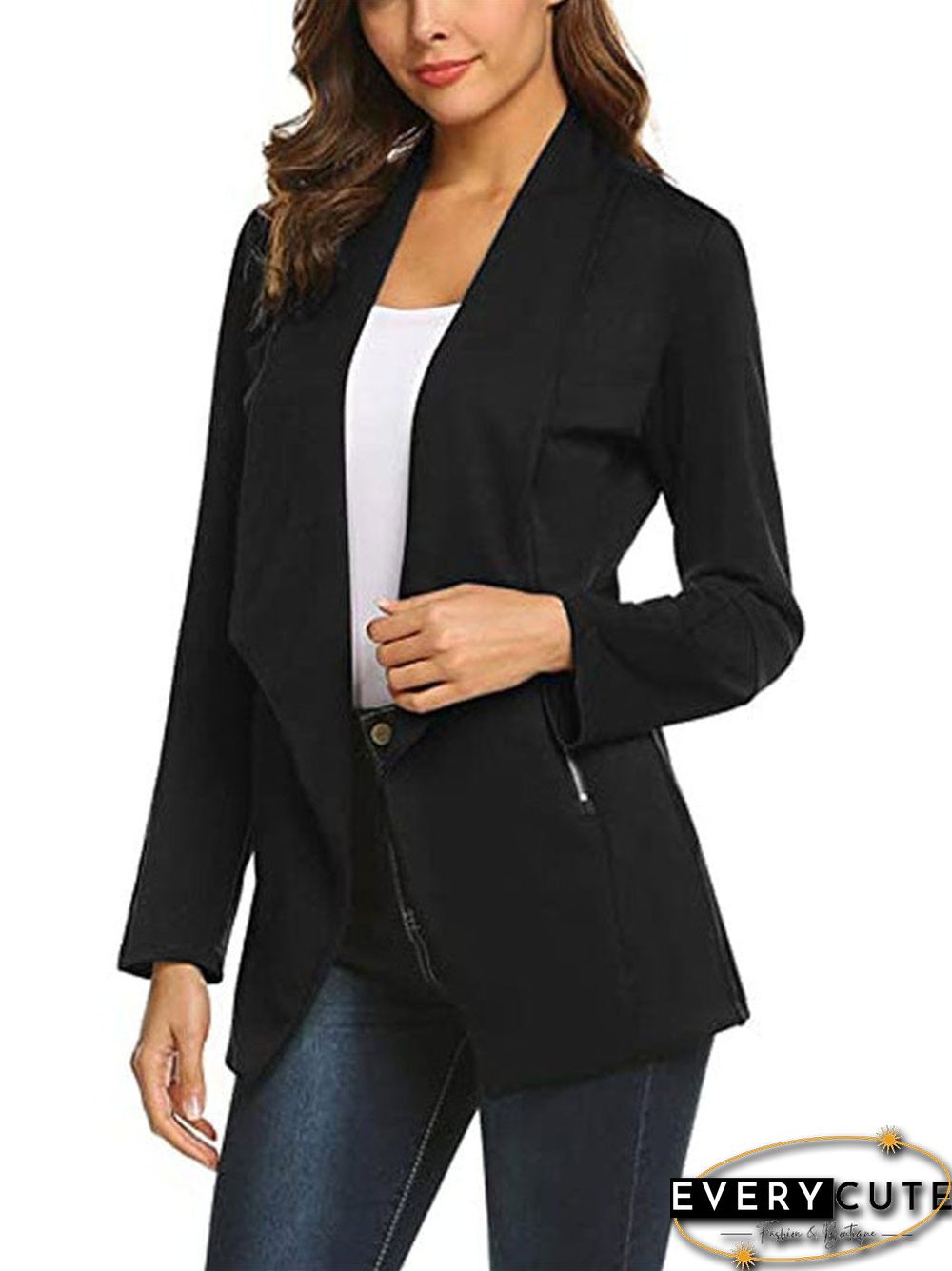 Autumn And Winter Long Sleeve Cardigan Casual Temperament Solid Color Jacket Suit