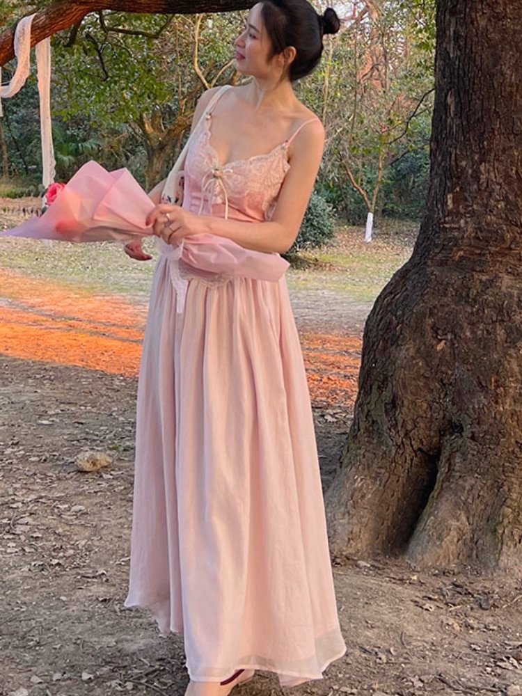 Pink Floral Sweet Princess Fairy Dress PE025