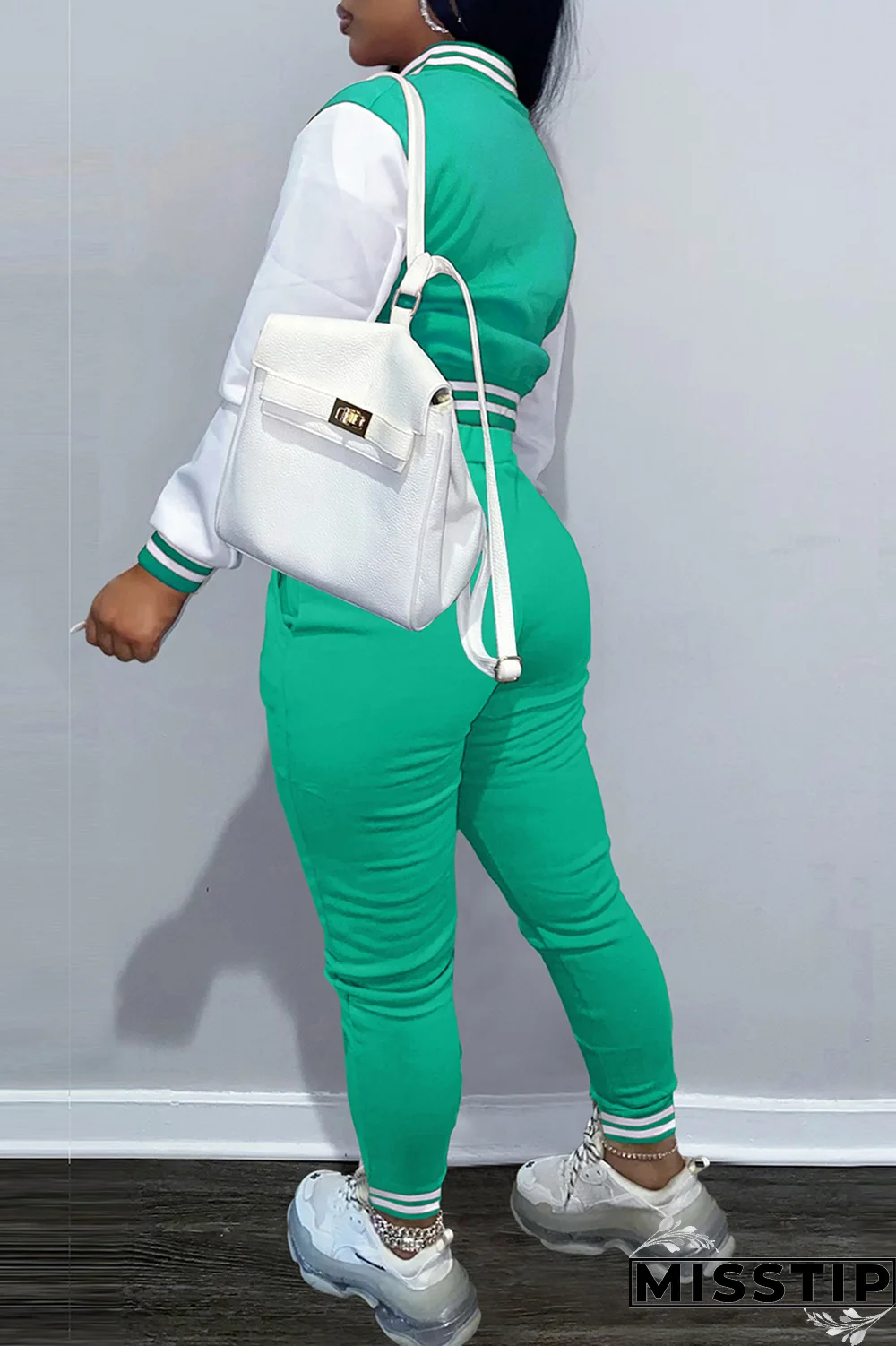 Army Green Street Print Buckle Cardigan Collar Long Sleeve Two Pieces