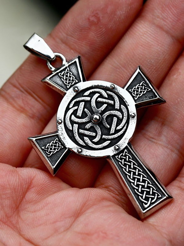 CELTIC CROSS KNOT STAINLESS STEEL VIKING PENDANT