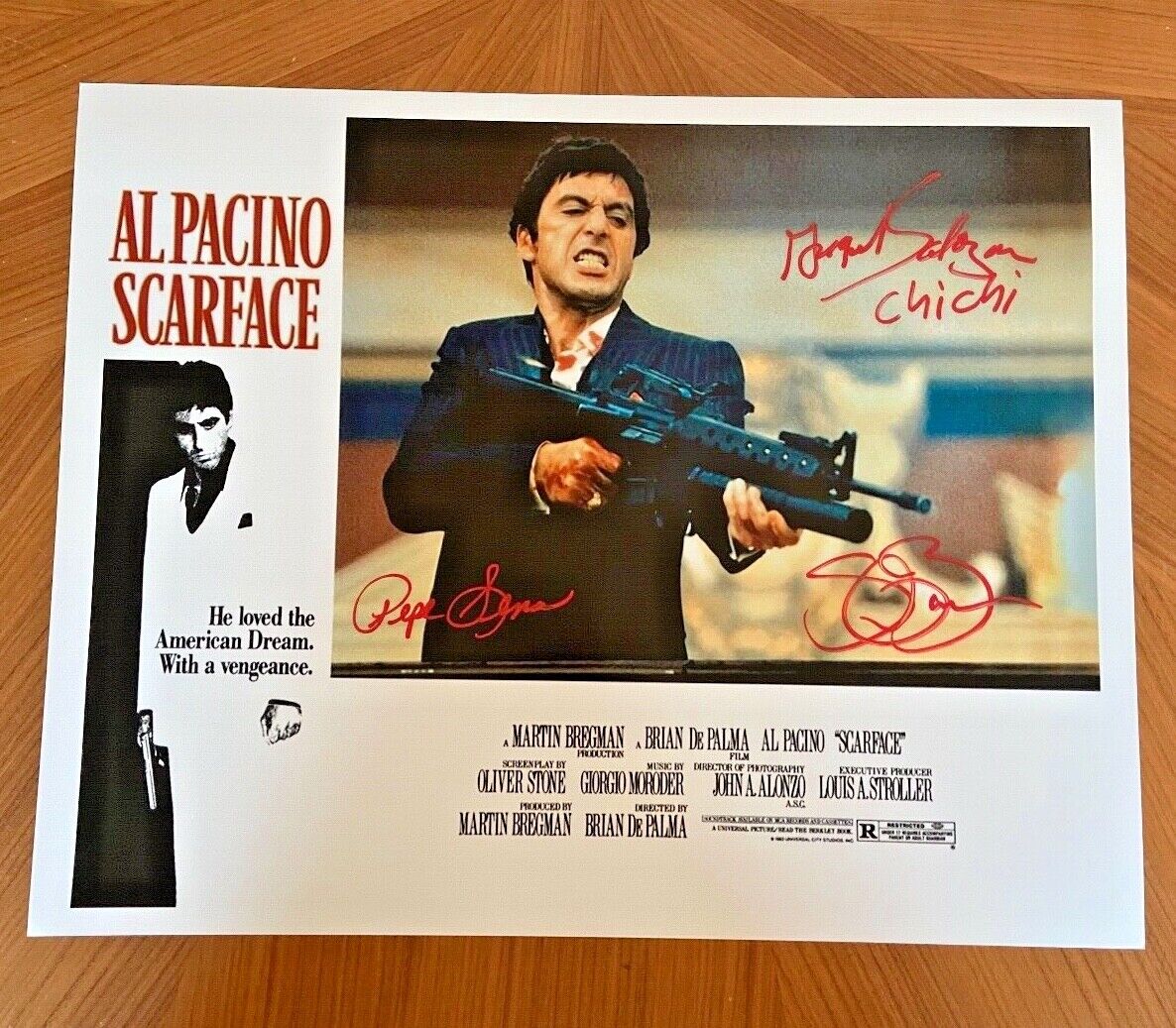 *SCARFACE* signed 16x20 Photo Poster painting *STEVEN BAUER, ANGEL SALAZAR, PEPE SERNA* PROOF 4