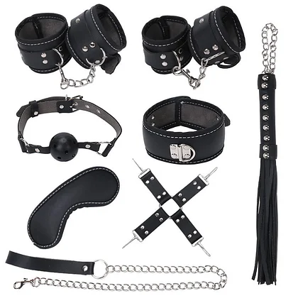 Set BDSM kit de bondage, fétiche noir rose a015