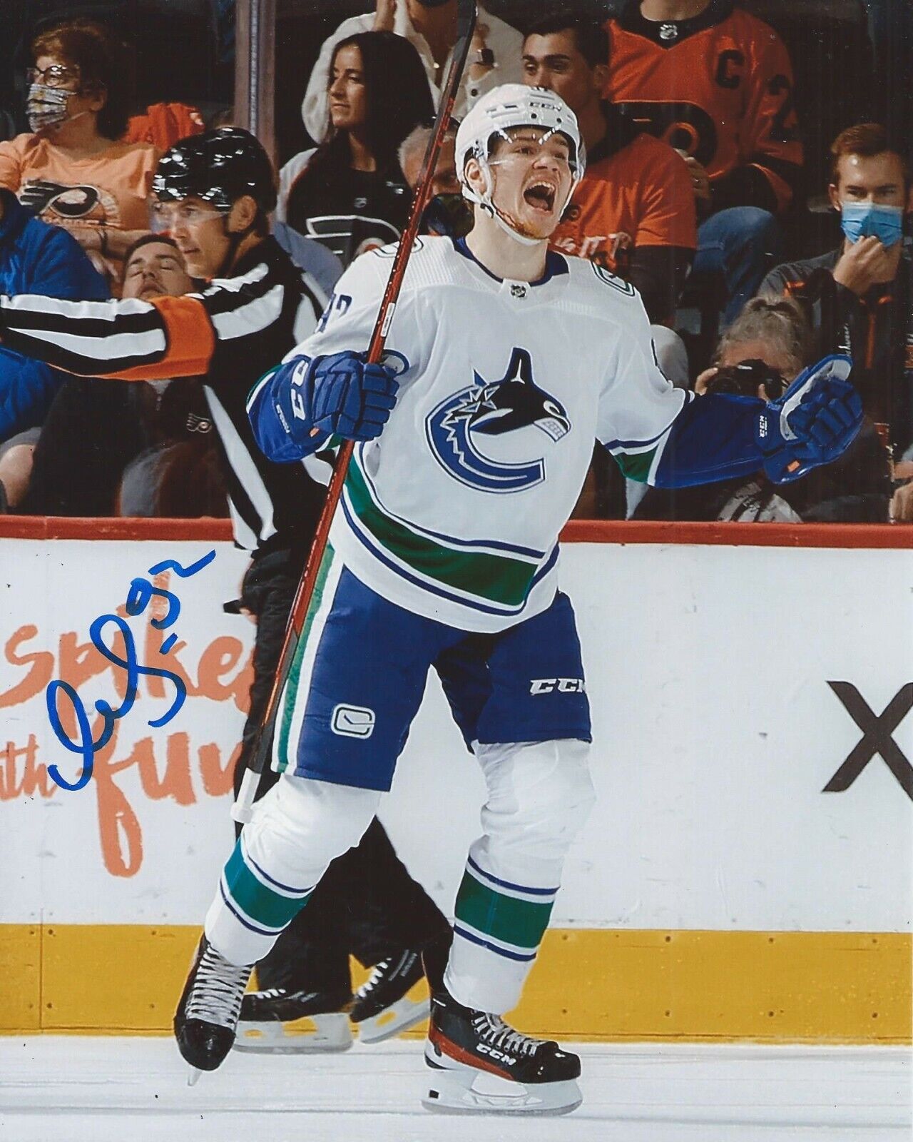 Vasily Podkolzin Signed 8x10 Photo Poster painting Vancouver Canucks 1st NHL Goal Autograph COA