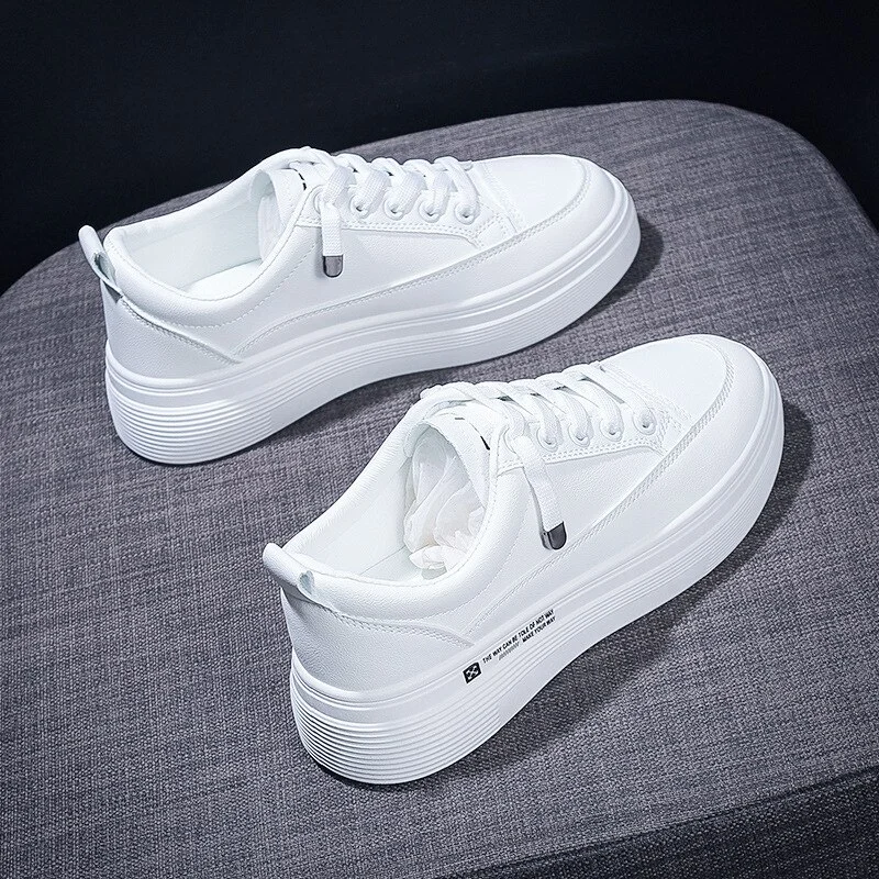 Yyvonne Women Sneakers 2022 Fashion Breathble Vulcanized Shoes Women Pu leather Platform Shoes Women Lace up Casual Shoes White2022