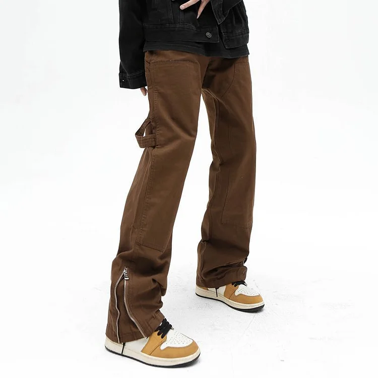 Men's High Street Brown Casual Retro Flared Jeans