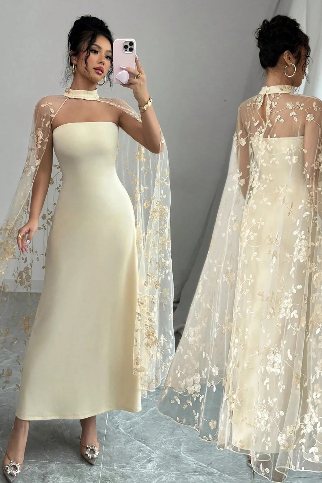 Oknass Chic Strapless Sleeveless Mermaid Long Prom Dress With Applikation