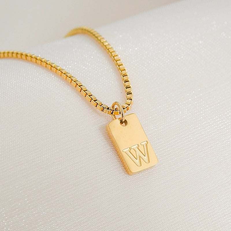 Minimalist Letter 304 Stainless Steel 18K Gold Plated Pendant Necklace