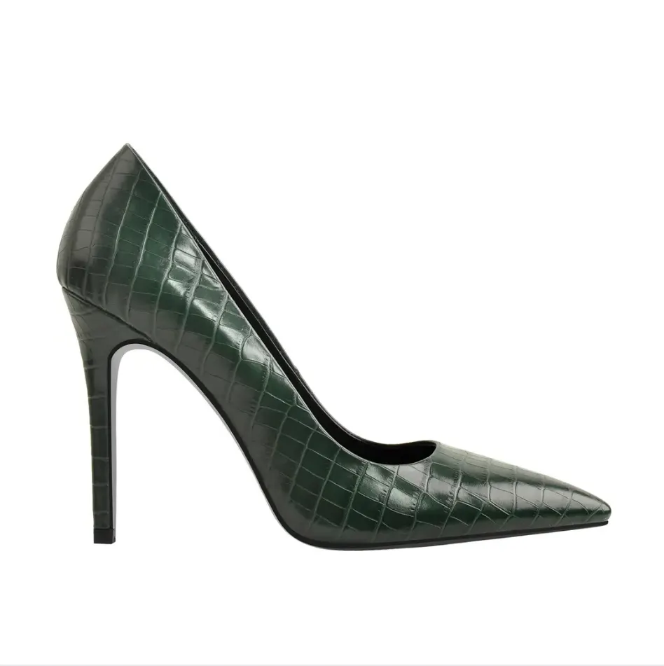 4.13" Darkseagreen Pointed Toe Stone Patent Leather High Heels Stiletto Pumps-vocosishoes