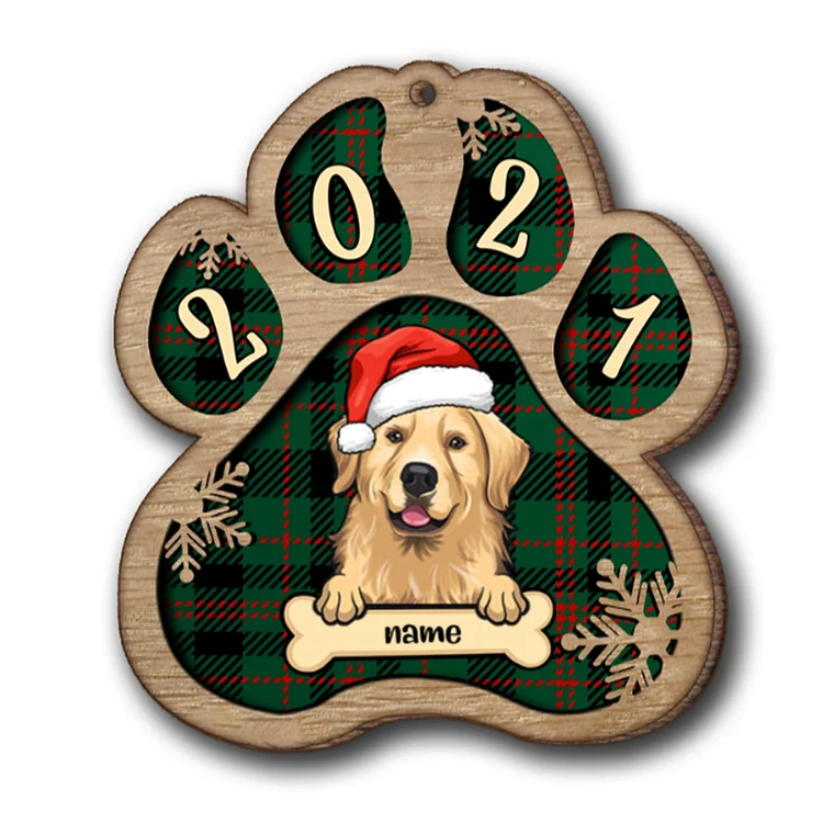 Personalized Christmas Dog Paw Ornament Custom Name Christmas Gifts