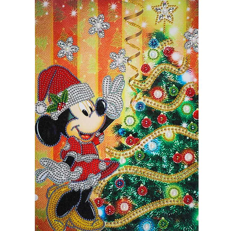 Mickey Christmas Tree 30*40CM(Canvas) Partial Special Shaped Drill Diamond Painting gbfke