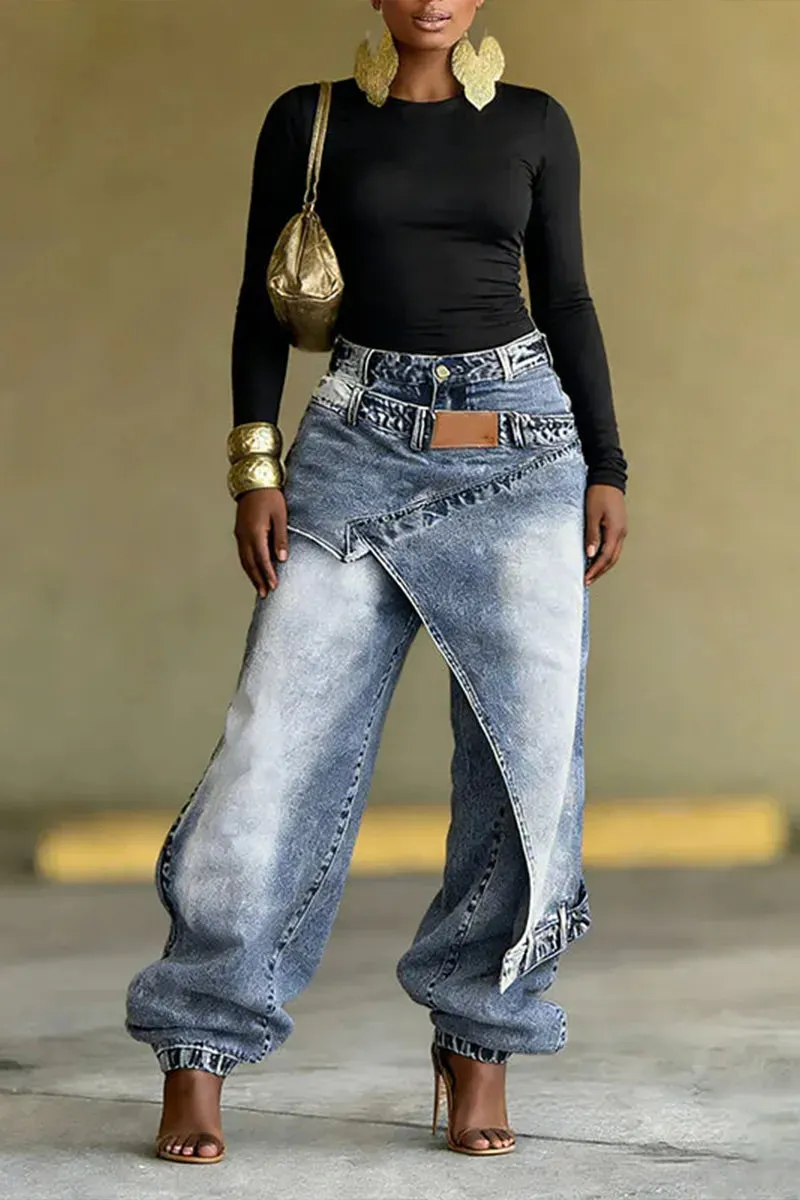 Women's Two-Piece Street Style Fashion Jeans&Diamond Jeans image 1