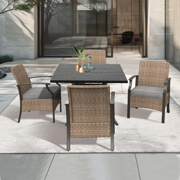 GRAND PATIO Outdoor Dinning Sets, Traditional Weather-Resistant Wicker Patio Furniture Sets