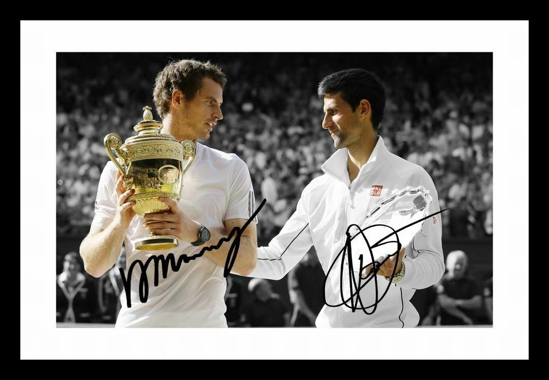 Andy Murray & Novak Djokovic - 2013 Wimbledon Autograph Signed & Framed Photo Poster painting